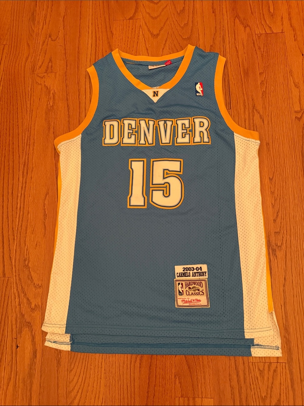 Mitchell & Ness Light Blue Carmelo Anthony #15 Hardwood 2003-04 Size Medium